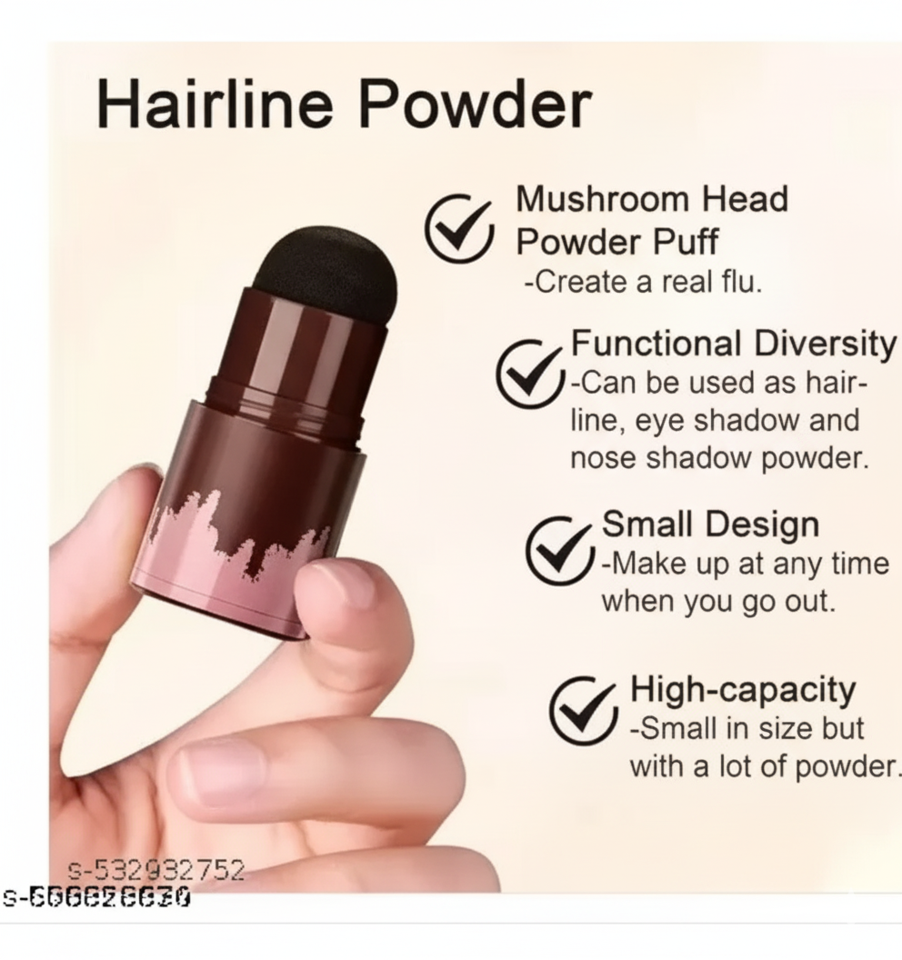 Natural Hairline Powder, Hair Shading Sponge Pen, Hairline Shadow Powder Stick, Quick Root Touch-Up, Eyebrow Stamp (Black) pack of 1pis