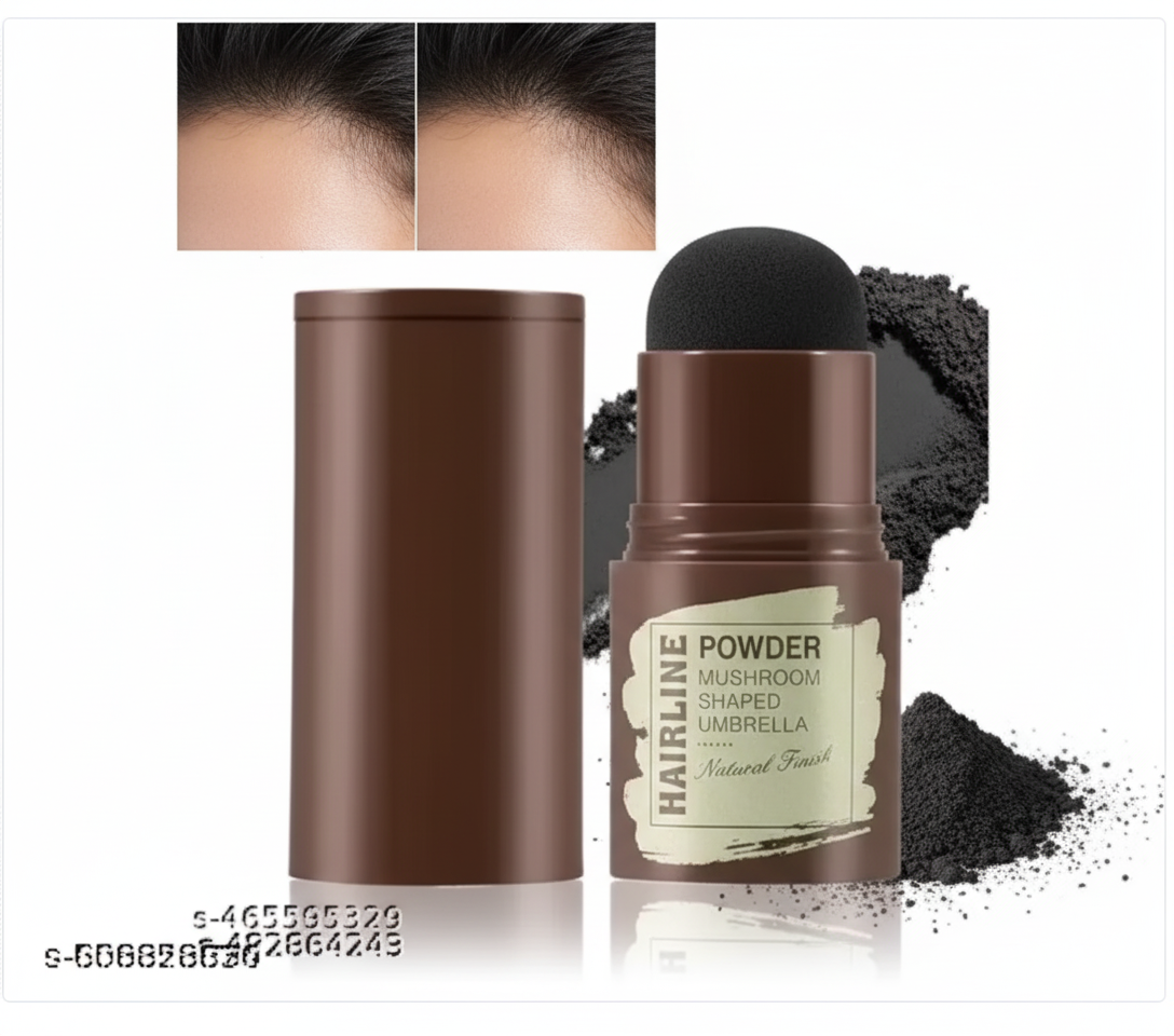 Natural Hairline Powder, Hair Shading Sponge Pen, Hairline Shadow Powder Stick, Quick Root Touch-Up, Eyebrow Stamp (Black) pack of 1pis